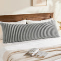 BEDELITE Fluffy Faux Fur Body Pillow Cover with Zipper, Luxury Plush 3D Striped Pillow Cover 20x54 Inches, Super Soft and Cozy Long Body Pillow Pillowcase for Bed Sofa Couch Room Decor(Light Grey)