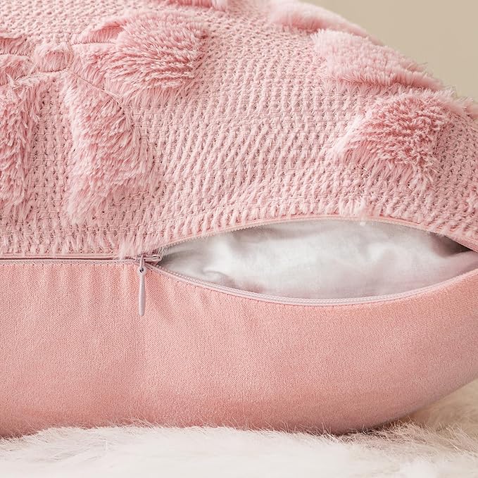 MIULEE Pink Bow Pillow Covers Coquette Room Decor Aesthetic Set of 2 Spring Decorative Cute Girl Soft Plush Faux Pillowcase for Preppy Room Decor Bedroom Couch,12x20 Inch