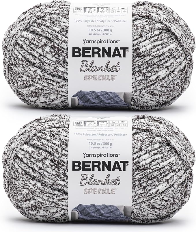 Bernat Blanket Speckle Typewriter Yarn - 2 Pack of 10.5oz/300g - Polyester - #6 Super Bulky - 220 Yards - Knitting & Crochet