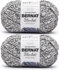 Bernat Blanket Speckle Typewriter Yarn - 2 Pack of 10.5oz/300g - Polyester - #6 Super Bulky - 220 Yards - Knitting & Crochet