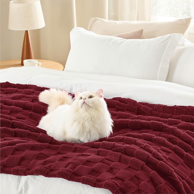 Bedsure GentleSoft Blankets Queen Size for Bed - Super Soft Cozy Blanket for Women Men Girls, Large Fuzzy Fleece Throw for Bedroom Decor, Red, 90x90 Inches