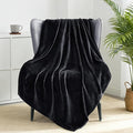 Exclusivo Mezcla Fleece Throw XL Blanket for Couch, Sofa, Super Soft and Warm Black Blankets, All Season, Cozy, Plush, Lightweight, 50x70 Inches