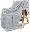 Whale Flotilla Lightweight Fleece Throw Blanket for Couch, Fuzzy Soft Blankets with Decorative Jacquard Pattern for All Season, Warm and Fluffy, 50x60 Inch, Light Grey