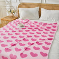 FY FIBER HOUSE Heart Flannel Throw Blanket Soft Cozy Blankets for Lover Gifts All Season Use, 50x60 Inches, Hot Pink