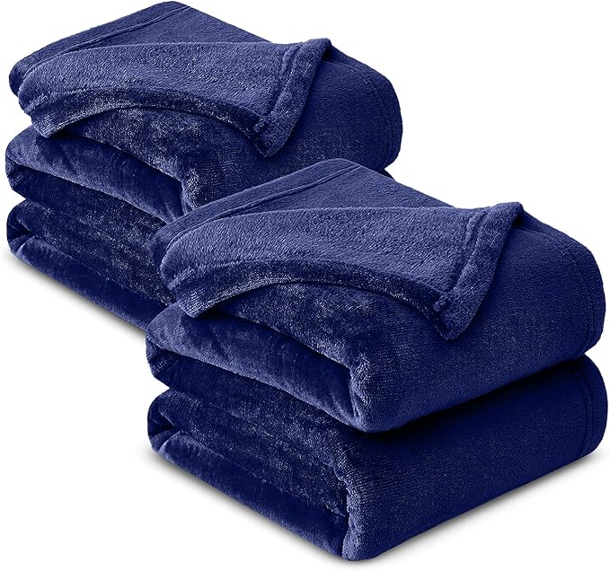 IR Imperial Rooms Fleece Blanket 2 Pack - Super Soft Fluffy Navy Throw Blanket for Sofa and Bed - Warm and Cozy Lightweight 400 GSM Microfiber Bed Throws Blankets, 50x60 Inches (Throw/Travel)