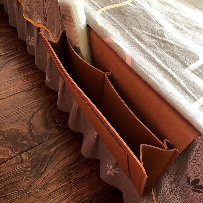 Bedside Caddy,Felt Bed Side Caddy Organizer With 5 Pockets For Remote,Bed Pockets Bedside Storage Can Hold Tablet Magazine Book Phone And Fruit,For Bed,Sofa,Desk (brown)