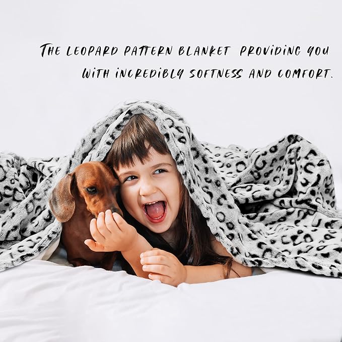 Black Leopard Print Throw Blanket for Women, Soft Cozy Cheetah Blanket, Fleece Throw for Bed Sofa Couch, Mothers Day Birthday Gifts for Women Mom Daughter, 40"x50"