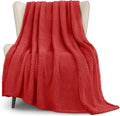 Whale Flotilla Extra Large Fuzzy Fleece Throw Blanket for Couch, 50x70 Inch Fluffy Warm Soft Jacquard Blankets for All Season, Lightweight and Cozy, Red