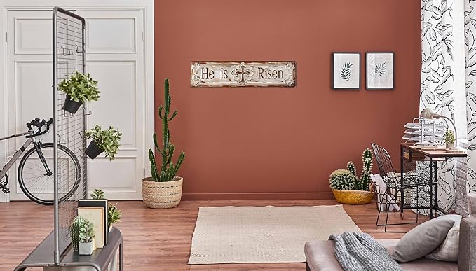 He Is Risen Metal Sign 4x16in Easter Religious Plaque for Church Home Wall Christian Gift