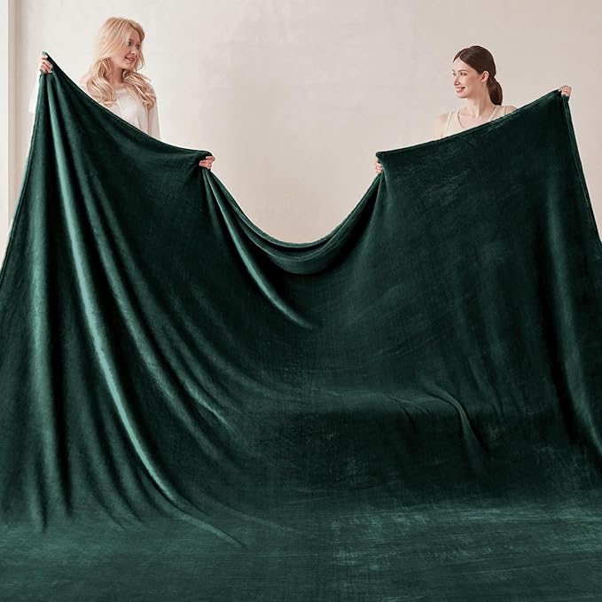 COOVA Oversized King Fleece Blanket 120x120 inches, Soft Cozy Warm Giant Extra Large 10'x10' Blanket for Bed, Sofa, Couch,Travel, Camping, California Huge Flannel Big Throw Blanket, Forest Green