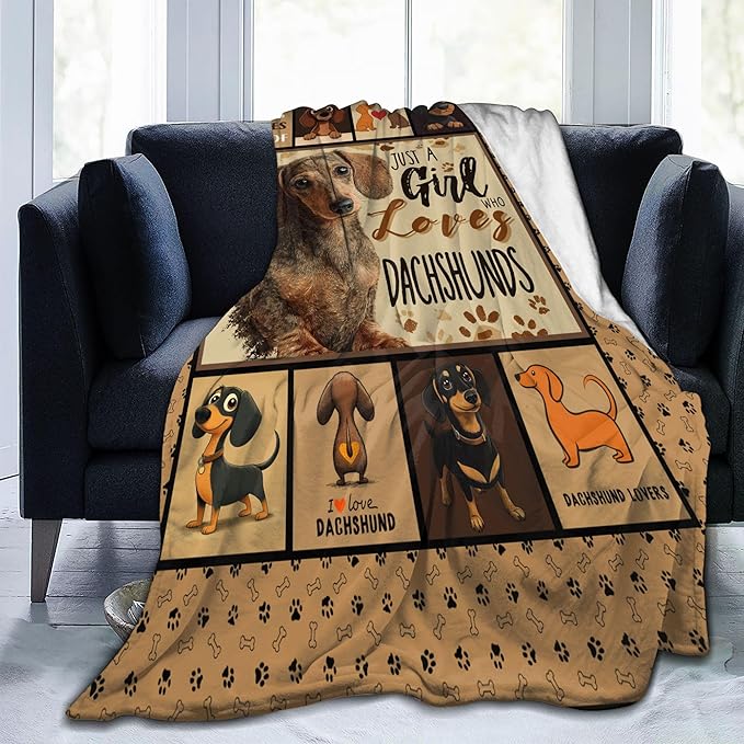 Dachshund Throw Blanket Soft Warm Cozy Dogs Dachshunds Blankets Fuzzy Plush Fleece Dachshund Blanket Gifts for Couch Bed Sofa Home Decor 40''X50''