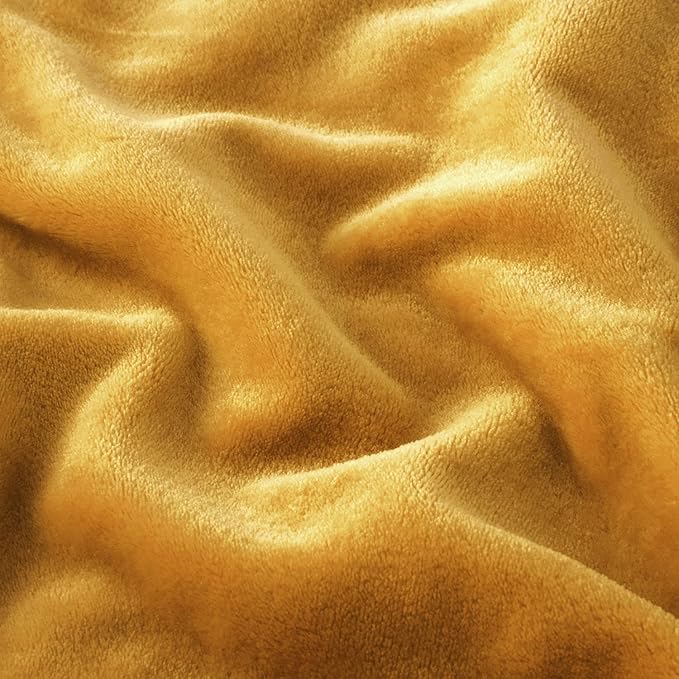MOONLIGHT20015 Fleece Blanket Twin Size - Super Soft Fuzzy Throw Blanket for Couch and Sofa - Lightweight Luxury 400 GSM Microfiber Fluffy Bed Blankets and Throws, 60 x 80 Inches (Twin, Mustard)
