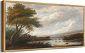 SHENIFY Vintage Landscape Framed Wall Art Riverside Scenery Farmhouse Decor Retro Boat Travel Painting for Kitchen Bedroom Living Room Bathroom - 8x16in Natural Framed