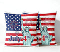 4th of July Patriotic Throw Pillow Covers, American Flag Statue of Liberty Fireworks Design, Set of 2，18x18 Pillows Linen Pillowcase