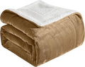 Elegant Comfort Ultra Soft Reversible Flannel Sherpa Blanket - Cozy Silky Fleece Throw for Couch, Bed - Plush Fuzzy Warm Winter Blanket for Gift, King, Taupe