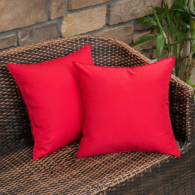 MIULEE Pack of 2 Decorative Outdoor Waterproof Pillow Covers Square Garden Cushion Sham Christmas Throw Pillowcase Shell for Spring Patio Tent Couch 20x20 Inch Red
