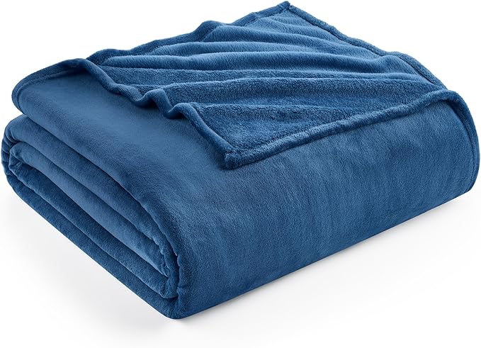 Hansleep Fleece Mineral Blue Queen Blanket, Super Soft Flannel Fuzzy Plush Cozy Blanket for All Seasons, Mineral Blue, Queen 90x90 Inches