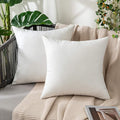 MIULEE Pack of 2 Decorative Outdoor Solid Waterproof Throw Pillow Covers Euro Sham Faux Linen Garden Farmhouse Cushion Cases for Patio Tent Balcony Couch Sofa 24x24 Inch White
