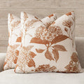 Foindtower Set of 2 Linen Floral Throw Pillow Covers Vintage Accent Print Decorative Cozy Cushion Covers Farmhouse Boho Home Decor for Sofa Chair Couch Bedroom Living Room,20×20 Inch,Autumn Orange