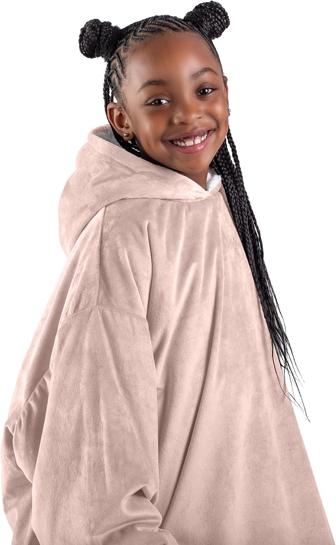 Bare Home Wearable Blanket Hoodie - Soft Plush Sherpa - Warm and Cozy - Oversized Wearable Blanket - Adult & Kid Sizes