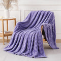 Lavender Throw Blanket for Couch Sofa 60x80 inches Striped Fleece Blankets Room Home Decor Lightweight Plush Soft Cozy Gifts for Women Mom Girls