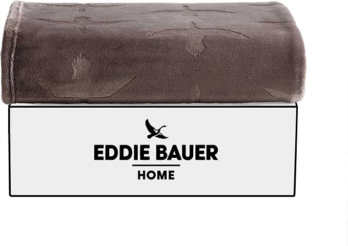 Eddie Bauer - Throw Blanket, Ultra-Soft & Embossed Plush Bedding, Blanket for Couch & Bed (Geese Dark Brown, 50" x 70")