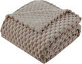 Super Soft Fleece Twin Blanket 50x70 Inches for Couch, Premium Silky with 3D Imitation Turtle Shell Jacquard Decorative Blankets, Lightweight and Cozy for Sofa.Taupe