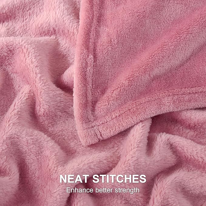 Hansleep Fleece Dusty Rose Throw Blanket, Flannel Fuzzy Plush Cozy Blanket for All Seasons, Dusty Rose, Throw 50x60 Inches