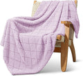 Whale Flotilla Fuzzy Fleece Throw Blanket for Couch, Bed, Soft Fluffy Jacquard Waffle Blankets for All Season, Lightweight and Warm, 50x60 Inch, Lilac