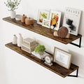 Axeman 12 Inch Deep Floating Shelves for Wall - 48 Inch Wide x 12 Inch Deep Wall Shelves Set of 2 - Rustic Wood Floating Shelves for Living Room