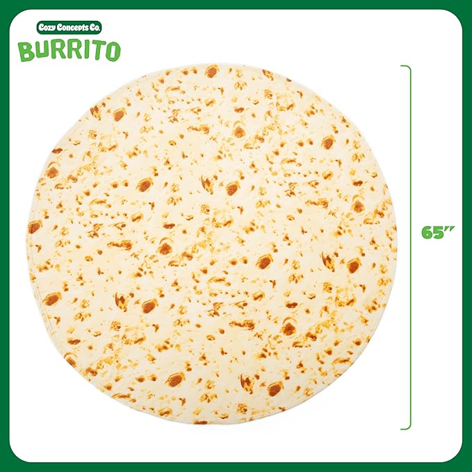 Cozy Concepts Co. Burrito by Relatable, Viral Trend Inspired, Looks Like a Giant Tortilla to Wrap Yourself Up Like a Burrito, Great Easter Gift for Room Decor or Easter Basket Stuffers, Large Size 65”
