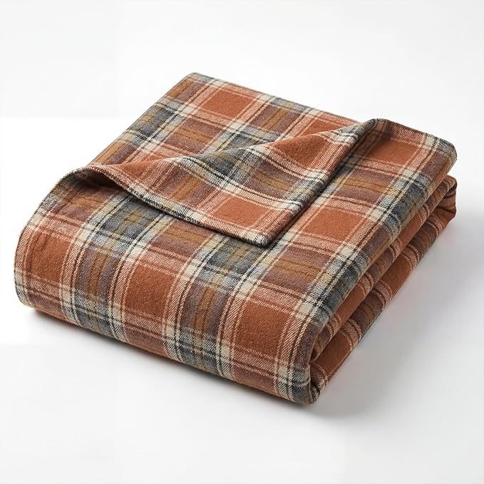 Horaldaily Rust Farmhouse Plaid Fall Decorative Blanket Throw, Autumn Rustic Soft Lightweight Blanket for Couch Sofa Bed Lounging Decoration, Ideal Gifts for Kids Adults Self, 50x60