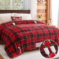 Heated Blanket Electric, Queen Size 84X90, Heating Blanket with 10 Heating Levels/8 Hours Auto Off/Dual Control for Bed, Red Checkered Sherpa Blankets Warmer for Adults, Christmas Blankets
