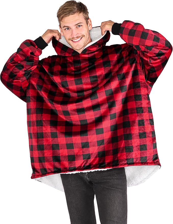 Bare Home Wearable Blanket Hoodie - Soft Plush Sherpa - Warm and Cozy - Oversized Wearable Blanket - Adult & Kid Sizes