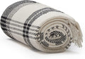 Americanflat 50x60 Throw Blanket - Soft and Breathable Cotton Throw Blanket for Couch, Bed, Chair - Decorative Blankets Perfect for Home, Office, or Outdoor Use - Black and Beige Plaid Design