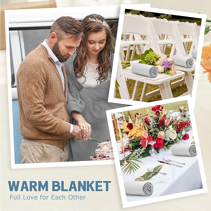12PCS Fleece Throw Blankets Bulk 60 x 50 in Soft Blankets Fabric Warm Lightweight Wool Blanket Cozy Coverlet for Beds Sofas Home Wedding Season(Light Gray)