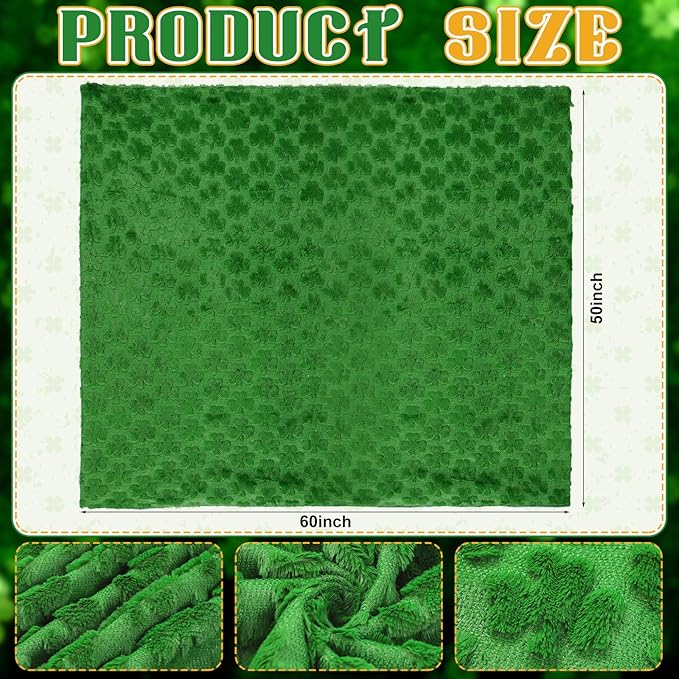 St. Patrick's Day Throw Blanket 50 x 60 Inch Irish Green Shamrock Blanket Velvet Faux Rabbit Fur Soft Lightweight for Home Living Room Couch Sof Bedding St. Patrick's Day Decor