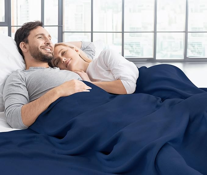 Utopia Bedding Knit Blanket King Size (90x102 Inches, Navy) Soft Lightweight Jersey Breathable Sweatshirt Blanket for Bed,Couch & Sofa