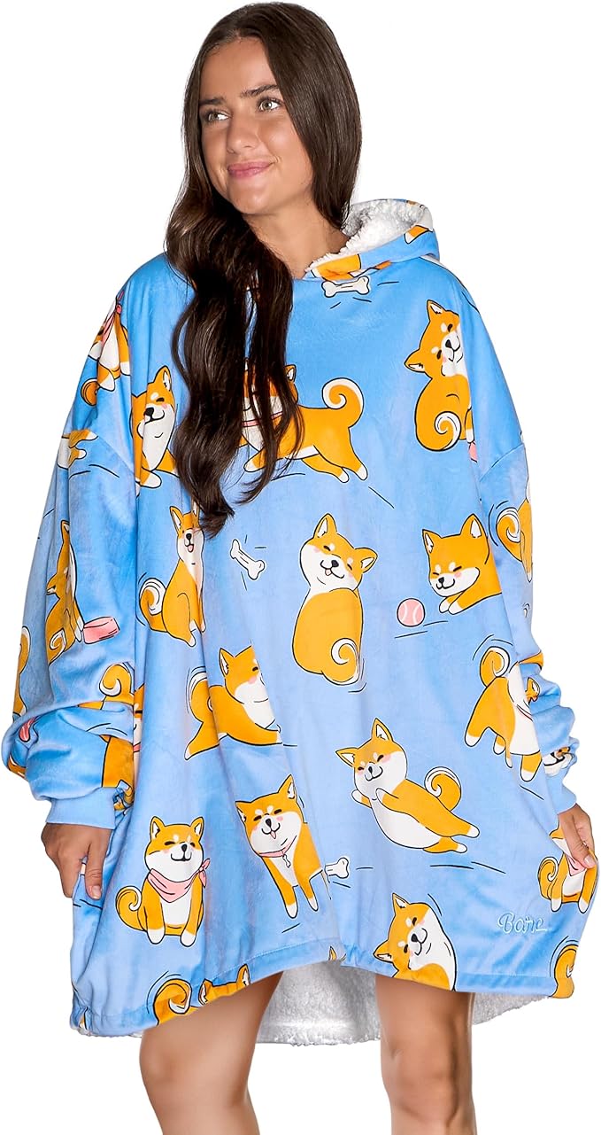 Bare Home Wearable Blanket Hoodie - Soft Plush Sherpa - Warm and Cozy - Oversized Wearable Blanket - Adult & Kid Sizes