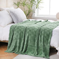 Sage Green Fleece Throw Blanket 60”×80” for Couch Sofa Bed,Super Soft Cozy Plush Microfiber Flannel Blanket with 3D Checkered Design Lightweight for Adults,Woman,Girls