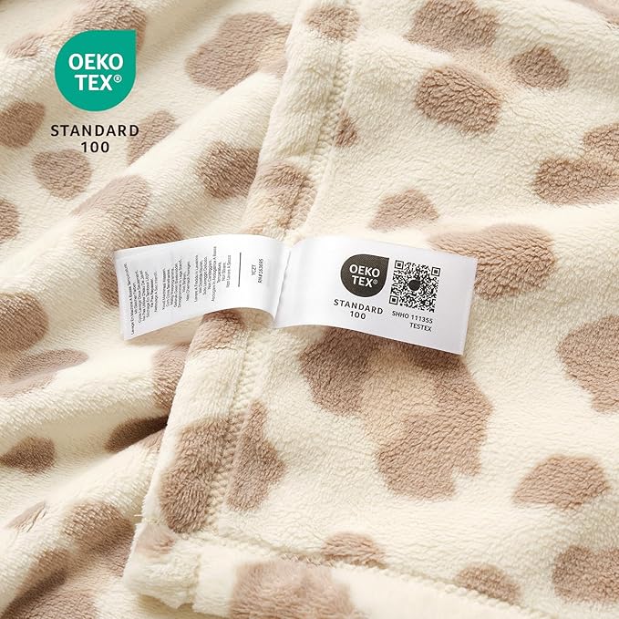 Cozy Bliss Leopard Print Fuzzy Throw Blanket for Bed & Couch, Thick Soft Warm Fleece Blankets for Room Decor, for Kids, Women Men Girls, Khaki Brown Cheetah 60"*80"
