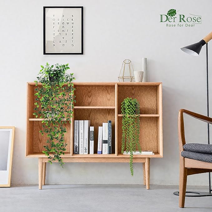 Der Rose 6Pcs Fake Hanging Plants Artificial Vines Faux Hanging Plants Indoor for Bathroom Kitchen Wall Bookshelf Outdoor Decor