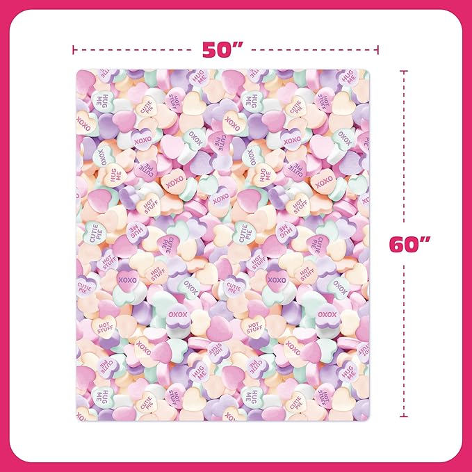 Cozy Concepts Co. Hearts Comfort Blanket by Relatable – Valentine’s Day Gift for Kids & Friends, Super Soft Plush Throw for Teens, Cozy Dorm & Bedroom Decor