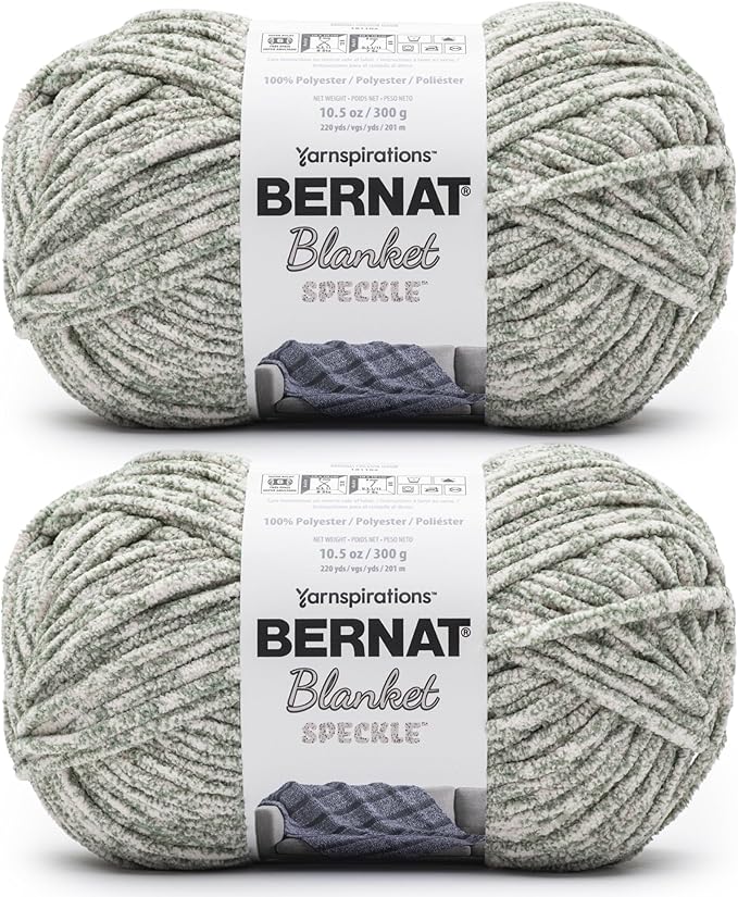 Bernat Blanket Speckle Winter Leaf Yarn - 2 Pack of 10.5oz/300g - Polyester - #6 Super Bulky - 220 Yards - Knitting & Crochet