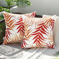 MIULEE Pack of 2 Decorative Outdoor Waterproof Throw Pillow Covers Patio Pillow Cases Natural Leaves Pattern Spring Square Cushion Shams Shell for Garden Balcony Couch 16x16 Inch, Orange