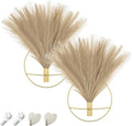 Pretty Jolly Boho Wall Decor, Wall-Mounted Metal Hanging Artificial Pampas Display, Art for Living Room, Bedroom, Bathroom, Dining Room, Plant Decor 2 Pack Gold