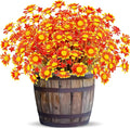 8 Bundles Artificial Daisy Flowers for Outdoors Spring Decor, UV Resistant Faux Cemetery Flowers Plastic Greenery Shrub Fake Flowers Plants Home Gardens Porch Planter Indoor Summer Fall Decor(Orange)