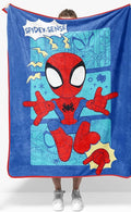 Jay Franco Kids Plush Throw Blanket – Soft & Cozy Fleece Throw for Bedroom & Couch Décor, Official Licensed Product, Blue - Spidey & Friends, 40x50 - Travel Blanket