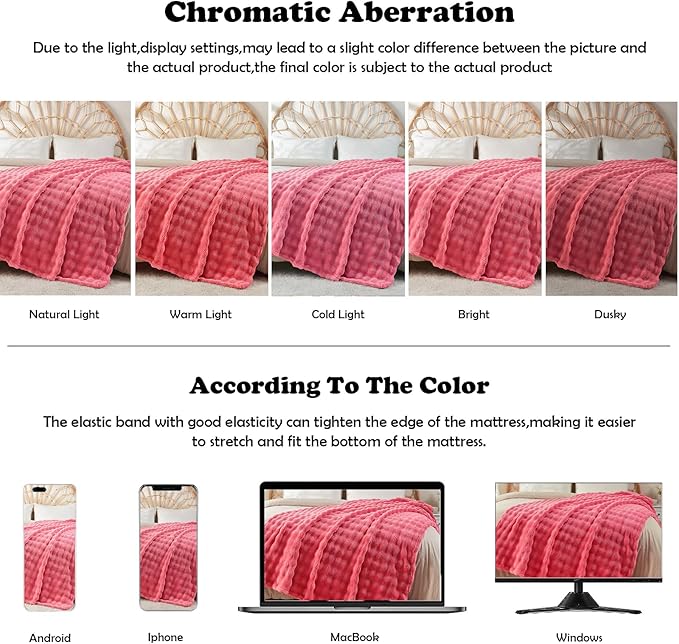 NEWCOSPLAY Twin Blanket for Couch Coral Pink Super Soft Flannel Fleece 3D Bubble Lightweight Bed Blanket All Season Use (Coral Pink, Twin(60"x80"))