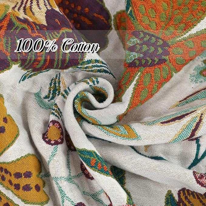 100% Cotton Bed Throw Blankets 60"x80", Versatile Boho Blankets for All Season,Sofa Couch Beding Living Throw Blanket Soft Cozy Farmhouse Muslin Blankte Best Gifts for Women